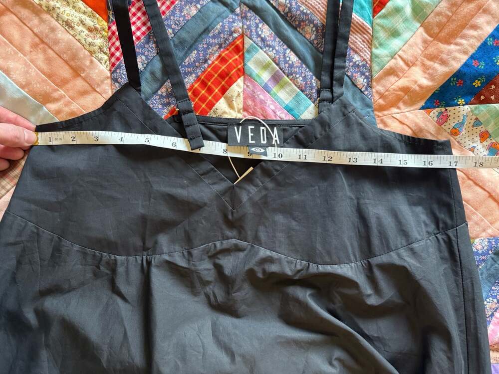 Veda Rio Cotton Spaghetti Strap A-Line Midi Dress in Black XS Petite - Picture 7 of 7